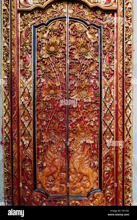 Intricate Balinese Door Stock Photo Alamy