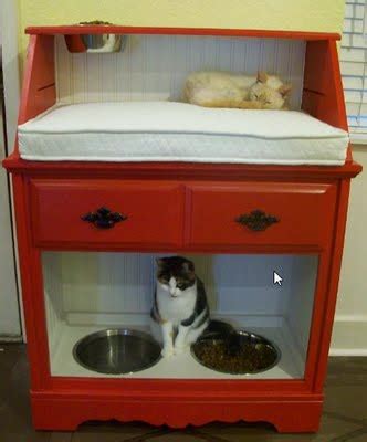 They also like surfaces that don't impede their whiskers. Pet Station Created From Vintage Secretary Desk
