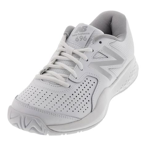New Balance Womens 696v3 B Width Tennis Shoes In White And Silver