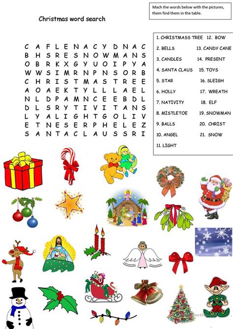 Here you will find a range of different christmas coloring sheets and christmas color by number sheets. christmas word search worksheet - Free ESL printable ...
