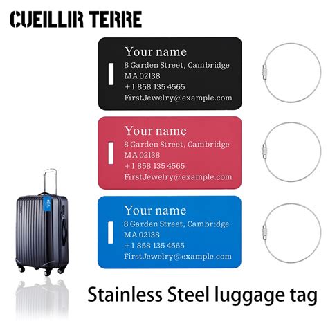 Customized Travel Luggage Tag Metal Baggage Name Suitcase Laser