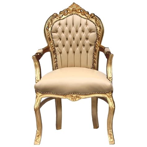 Dining chairs construct with steady metal frame and high density sponge make the chair more durable and easy for you to maintain years of use. Seat baroque armchair vintage faux leather beige solid ...