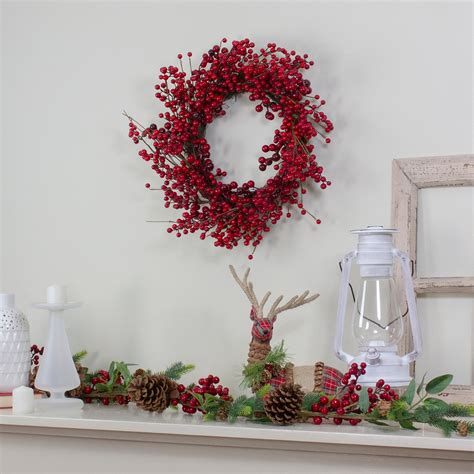 red berry artificial christmas twig wreath 20 inch unlit christmas central