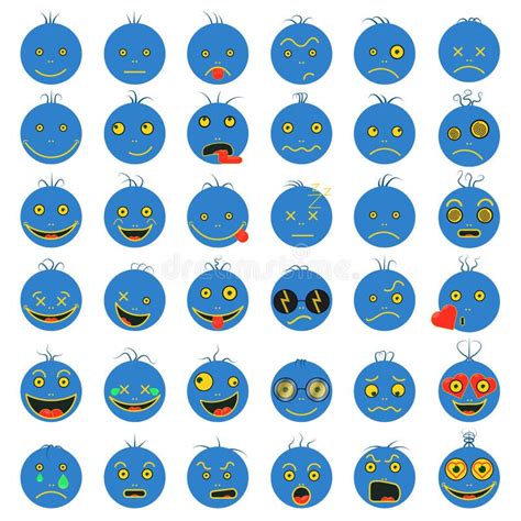 Smileys Funny Funny Blue Vector Set Fps 10 Stock Vector Illustration