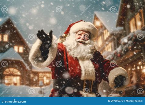 Santa S Snowy Greetings Spreading Holiday Cheer Stock Illustration