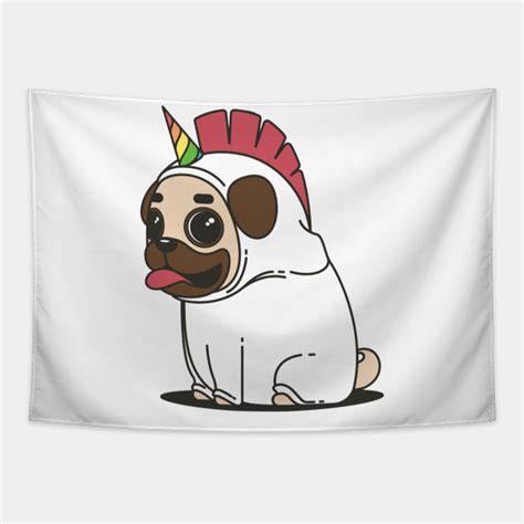 Unicorn Pug Pug Tapestry Teepublic