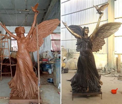 Beautiful Large Casting Bronze Outdoor Garden Angel Statues With Peace