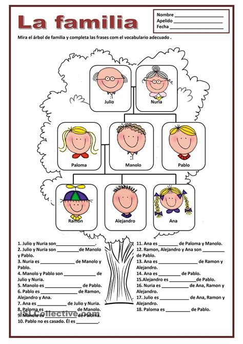 La Familia Árbol De Familia Hojas De Trabajo Actividades De Ingles