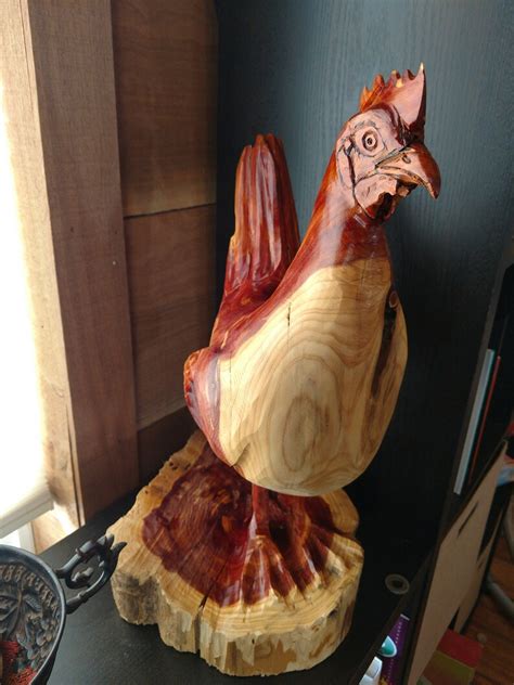Red Cedar Chicken Chainsaw Carving Etsy