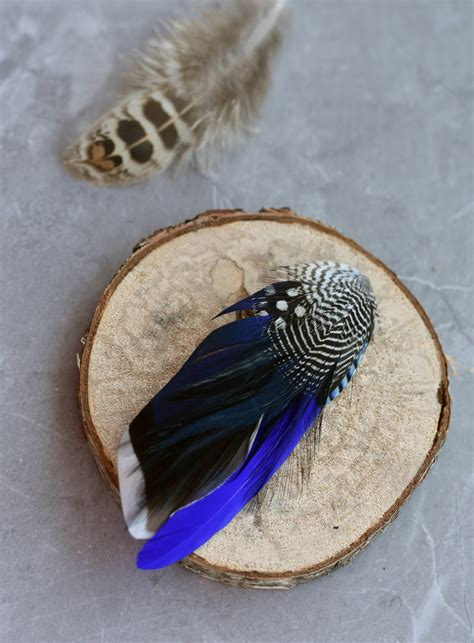 Royal Blue And Navy Feather Lapel Pin Hat Pin