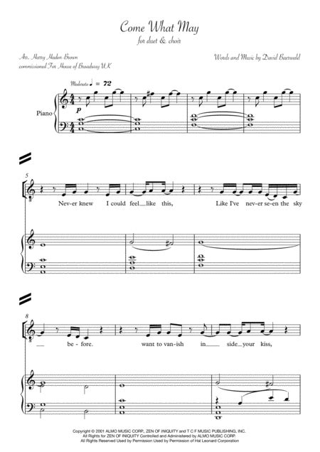 Come What May From Moulin Rouge For Duet Choir And Piano Music Sheet