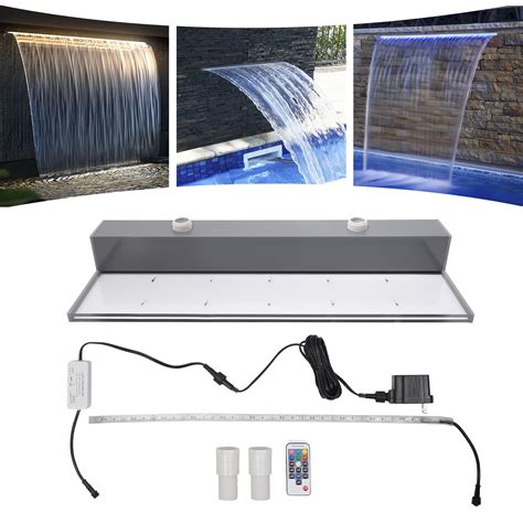 Miumaeov Acrylic Waterfall Pool Fountain With Smd Led 7 Color Changing