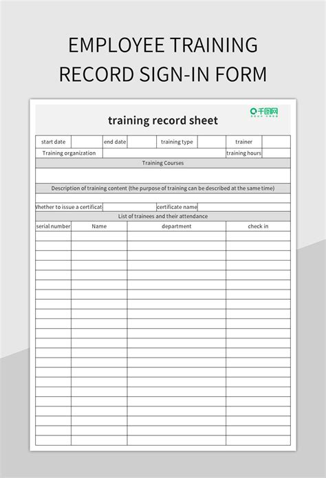 Training Log Template Excel