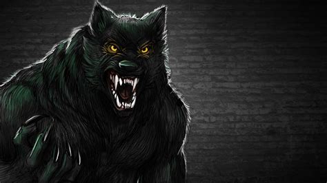 Werewolf Showing His Teeth And Claws With Glowing Beady Eyes