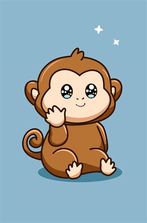 A Cute And Funny Monkey Animal Cartoon Illustration 2156887 Vector Art