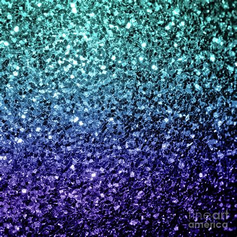 Aqua Blue Ombre Faux Glitter Sparkles Digital Art By Pldesign Fine