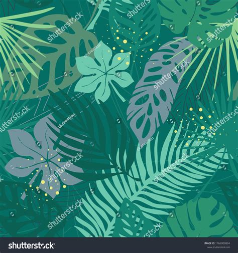 Hand Drawn Tropical Leaves Seamless Pattern Stock Vector Royalty Free