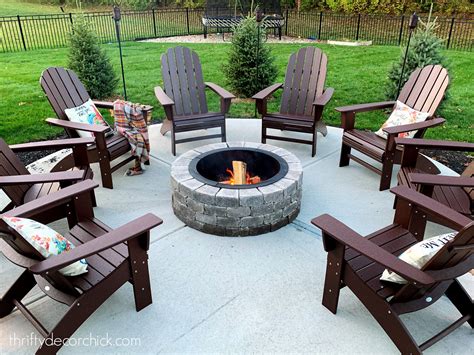 Our Round Patio Fire Pit With Adirondack Chairs Thrifty Decor Chick