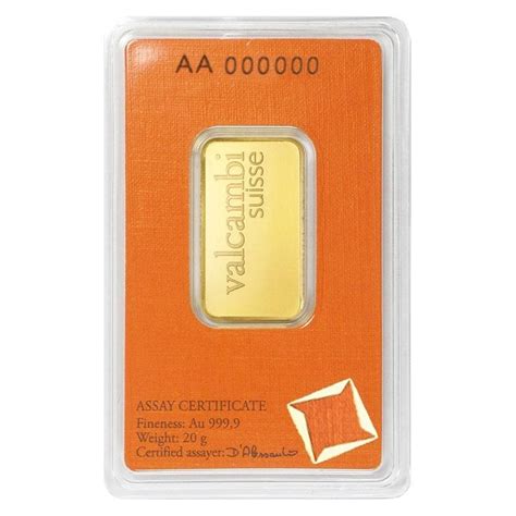 Buy The Valcambi 20 Gram Gold Bar In Assay Monument Metals