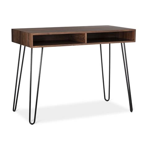 Two Cubbies Provide Storage In The Hairpin Desk In Walnut From Room