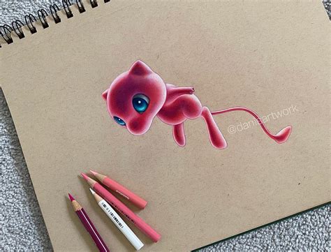 My Coloured Pencil Drawing Of The Pokémon Mew Rpics