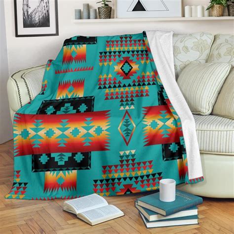 Blue Tribal Native American Premium Blanket