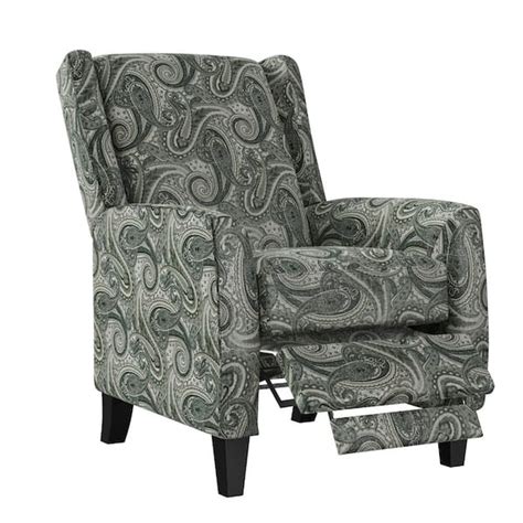 Prolounger Push Back Recliner Chair In Soft Gray Paisley Fabric A167789