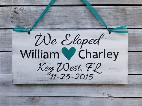 If the couple eloped and you weren't invited, you're not required to give a gift. We Eloped Beach Wedding Sign Wood. Tropical decor ...