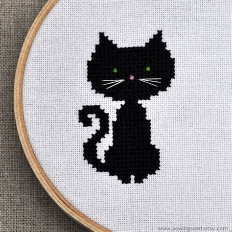 Children can very nice motif or decorate the room. Small Black Cat Cross Stitch Pattern Instant Download ...
