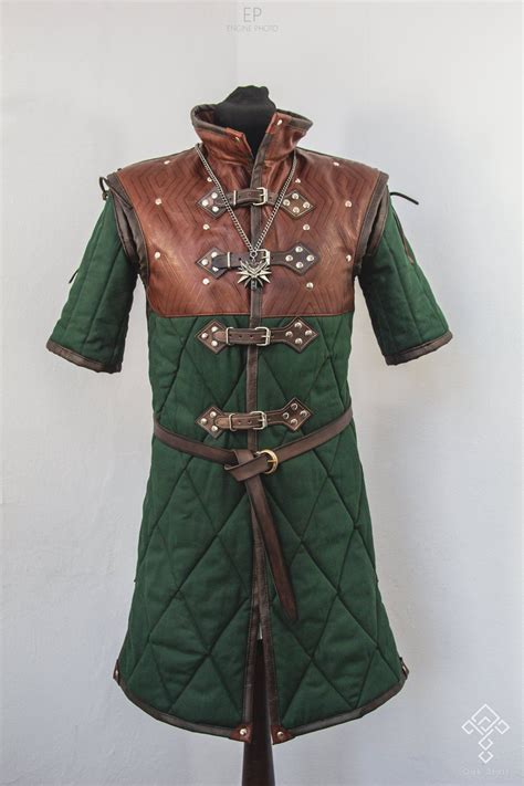 Witcher Inspired Green Leather Gambeson Fashion Handmade Costumes