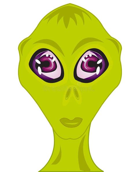 Portrait Of An Extraterrestrial Green Alien With Huge Black Eyes The