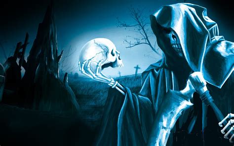 Dark Grim Reaper Horror Skeletons Skull Creepy F Wallpaper 1920x1200