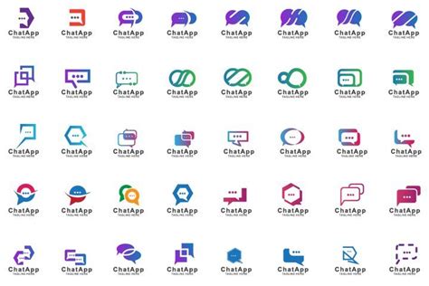 Set Of Chat App Logo Design 551046 Logos Design Bundles In 2020