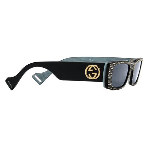 gucci rectangular sunglasses with crystals black gucci eyewear avvenice