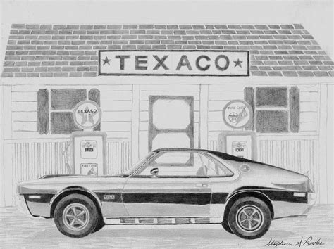Draw front and back bumper. 1970 Amx Javelin Side View Muscle Car Art Print Drawing by ...