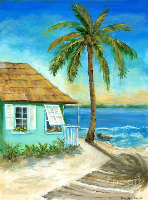 Aqua Beach Hut Painting By Marilyn Dunlap Fine Art America