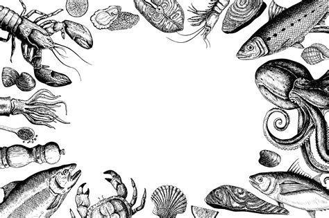 Hand drawn of seafood concept - Download Free Vectors, Clipart Graphics 