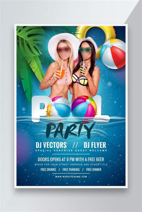 Summer Pool Party Flyer Poster Template Design Ai Free Download Pikbest