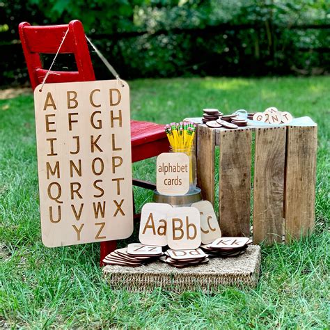 Wooden Lower Case Alphabet Letters Round Disks Etsy