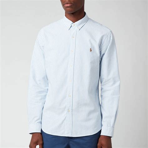 Polo Ralph Lauren Men S Slim Fit Stripe Oxford Shirt Basic Blue White