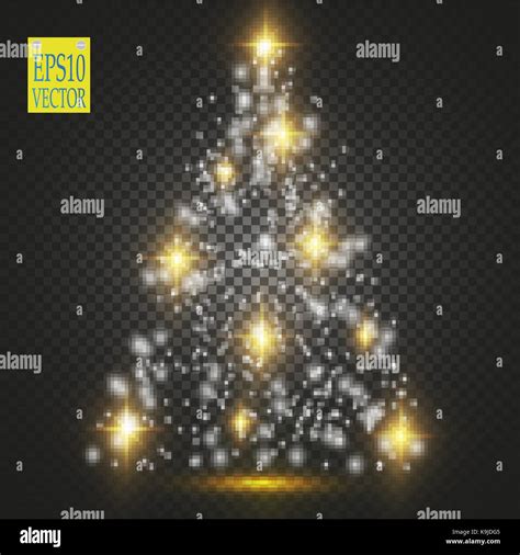 Christmas Tree Made White Glitter Bokeh Lights And Sparkles Shining