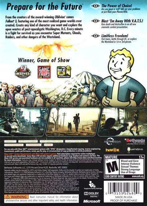 Fallout 3 2008 Xbox 360 Box Cover Art Mobygames