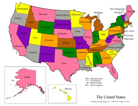 United States Maps And Masters United States Map State Map Montessori