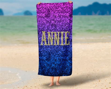 Personalized Beach Towel Oversized 36 In X 72 In Purple Ombre