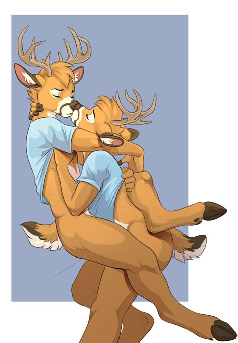 Rule Antlers Brown Fur Cervine Deer Demicoeur Fur Furry Furry Tail Gay Incest Kissing Male