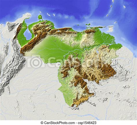 Venezuela Shaded Relief Map Venezuela Shaded Relief Map With Major