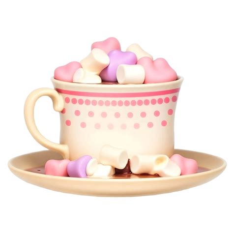 Premium Vector Porcelain Cup Filled With Marshmallow Candy