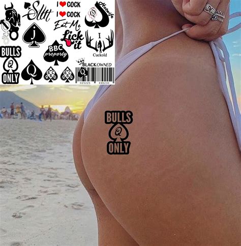 Set 13 Design Sexy Hotwife Queen Of Spades Temporary Tattoo Slult Bbc Bulls Only Ebay