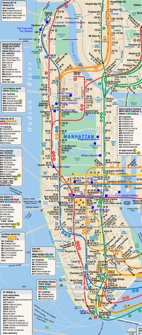 Large Detailed Subway Map Of Manhattan Manhattan Large Detailed Subway