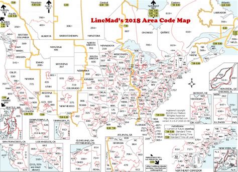 Lincmad S 2019 Area Code Map With Time Zones Us Area Code Map